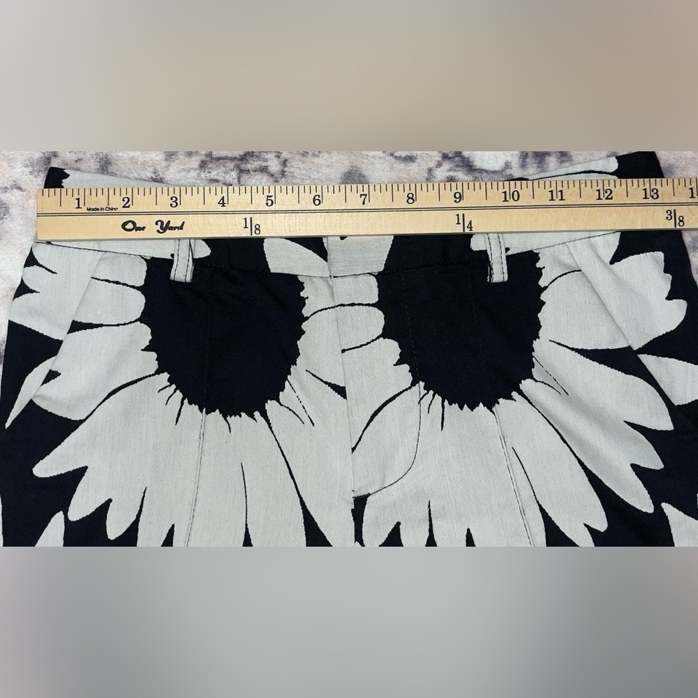 Alice + Olivia Eddie Slim Bootcut Pant High Waist Sunflower White/ Black Size 0 - Picture 6 of 9